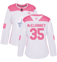 Women's Adidas Toronto Maple Leafs #35 Curtis McElhinney Authentic White/Pink Fashion NHL Jersey