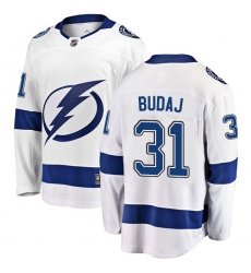 Youth Tampa Bay Lightning #31 Peter Budaj Fanatics Branded White Away Breakaway NHL Jersey