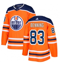 Men's Adidas Edmonton Oilers #83 Matt Benning Authentic Orange Home NHL Jersey