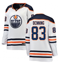 Women's Edmonton Oilers #83 Matt Benning Authentic White Away Fanatics Branded Breakaway NHL Jersey