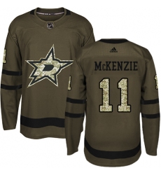 Men's Adidas Dallas Stars #11 Curtis McKenzie Authentic Green Salute to Service NHL Jersey