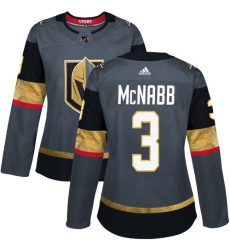 Women's Adidas Vegas Golden Knights #3 Brayden McNabb Authentic Gray Home NHL Jersey