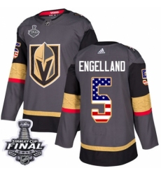 Youth Adidas Vegas Golden Knights #5 Deryk Engelland Authentic Gray USA Flag Fashion 2018 Stanley Cup Final NHL Jersey