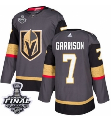 Men's Adidas Vegas Golden Knights #7 Jason Garrison Authentic Gray Home 2018 Stanley Cup Final NHL Jersey