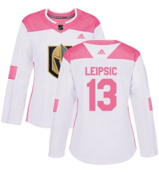 Women's Adidas Vegas Golden Knights #13 Brendan Leipsic Authentic White/Pink Fashion NHL Jersey