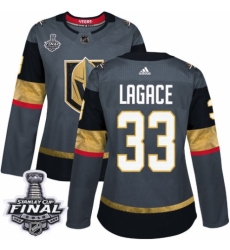 Women's Adidas Vegas Golden Knights #33 Maxime Lagace Authentic Gray Home 2018 Stanley Cup Final NHL Jersey