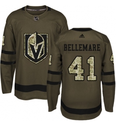Men's Adidas Vegas Golden Knights #41 Pierre-Edouard Bellemare Authentic Green Salute to Service NHL Jersey
