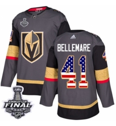 Youth Adidas Vegas Golden Knights #41 Pierre-Edouard Bellemare Authentic Gray USA Flag Fashion 2018 Stanley Cup Final NHL Jersey
