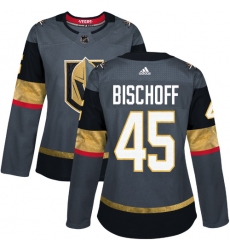 Women's Adidas Vegas Golden Knights #45 Jake Bischoff Authentic Gray Home NHL Jersey