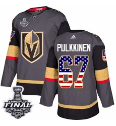 Youth Adidas Vegas Golden Knights #67 Teemu Pulkkinen Authentic Gray USA Flag Fashion 2018 Stanley Cup Final NHL Jersey
