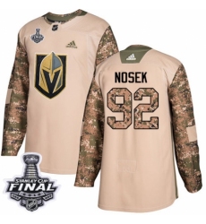 Youth Adidas Vegas Golden Knights #92 Tomas Nosek Authentic Camo Veterans Day Practice 2018 Stanley Cup Final NHL Jersey