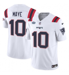 Men's New England Patriots #10 Drake Maye White 2024 With Draft F.U.S.E Vapor Limited Stitched Football Jersey