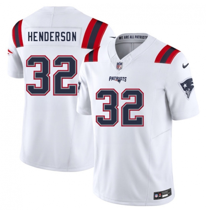 Men's New England Patriots #32 TreVeyon Henderson White 2025 F.U.S.E. Vapor Limited Football Stitched Jersey