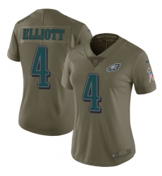 Women's Nike Philadelphia Eagles #4 Jake Elliott Limited Olive 2017 Salute to Service NFL Jersey