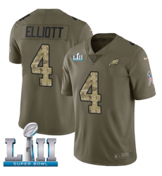 Youth Nike Philadelphia Eagles #4 Jake Elliott Limited Olive/Camo 2017 Salute to Service Super Bowl LII NFL Jersey