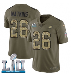 Youth Nike Philadelphia Eagles #26 Jaylen Watkins Limited Olive/Camo 2017 Salute to Service Super Bowl LII NFL Jersey