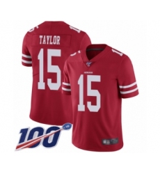 Men's San Francisco 49ers #15 Trent Taylor Red Team Color Vapor Untouchable Limited Player 100th Season Football Jersey