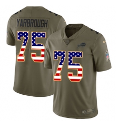 Men's Nike Buffalo Bills #75 Eddie Yarbrough Limited Olive/USA Flag 2017 Salute to Service NFL Jersey