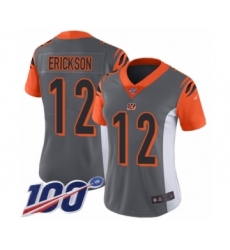 Women's Cincinnati Bengals #12 Alex Erickson Limited Silver Inverted Legend 100th Season Football Jersey