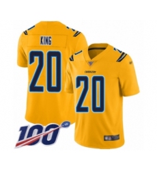 Men's Los Angeles Chargers #20 Desmond King Limited Gold Inverted Legend 100th Season Football Jersey