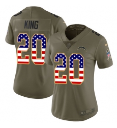 Women's Nike Los Angeles Chargers #20 Desmond King Limited Olive/USA Flag 2017 Salute to Service NFL Jersey