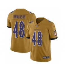 Men's Baltimore Ravens #48 Patrick Onwuasor Limited Gold Inverted Legend Football Jersey