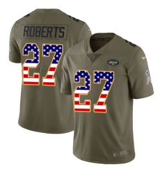 Men's Nike New York Jets #27 Darryl Roberts Limited Olive/USA Flag 2017 Salute to Service NFL Jersey