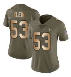 Women's Nike New Orleans Saints #53 A.J. Klein Limited Olive/Gold 2017 Salute to Service NFL Jersey