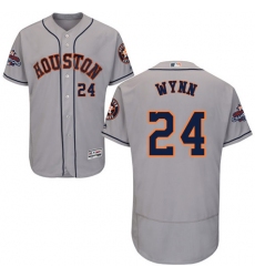 Men's Majestic Houston Astros #24 Jimmy Wynn Authentic Grey Road 2017 World Series Champions Flex Base MLB Jersey