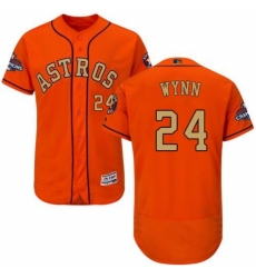 Men's Majestic Houston Astros #24 Jimmy Wynn Orange Alternate 2018 Gold Program Flex Base Authentic Collection MLB Jersey