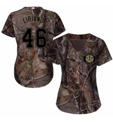 Women's Majestic Houston Astros #46 Francisco Liriano Authentic Camo Realtree Collection Flex Base MLB Jersey