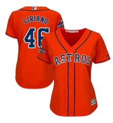 Women's Majestic Houston Astros #46 Francisco Liriano Authentic Orange Alternate 2017 World Series Champions Cool Base MLB Jersey