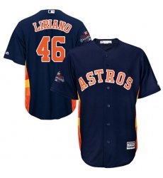 Youth Majestic Houston Astros #46 Francisco Liriano Authentic Navy Blue Alternate 2017 World Series Champions Cool Base MLB Jersey