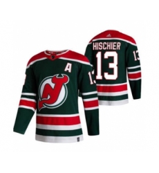Men's New Jersey Devils #13 Nico Hischier Green 2020-21 Reverse Retro Alternate Hockey Jersey