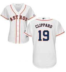 Women's Majestic Houston Astros #19 Tyler Clippard Authentic White Home Cool Base MLB Jersey