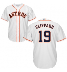 Youth Majestic Houston Astros #19 Tyler Clippard Authentic White Home Cool Base MLB Jersey