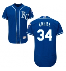 Men's Majestic Kansas City Royals #34 Trevor Cahill Blue Flexbase Authentic Collection MLB Jersey