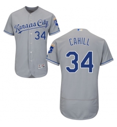 Men's Majestic Kansas City Royals #34 Trevor Cahill Grey Flexbase Authentic Collection MLB Jersey