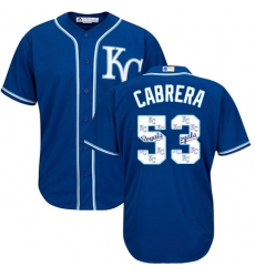 Men's Majestic Kansas City Royals #53 Melky Cabrera Blue Authentic Blue Team Logo Fashion Cool Base MLB Jersey