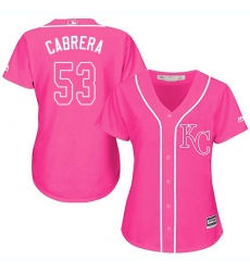 Women's Majestic Kansas City Royals #53 Melky Cabrera Authentic Pink Fashion Cool Base MLB Jersey