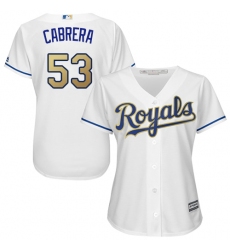 Women's Majestic Kansas City Royals #53 Melky Cabrera Replica White Home Cool Base MLB Jersey