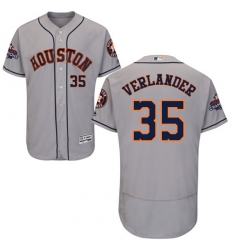 Men's Majestic Houston Astros #35 Justin Verlander Authentic Grey Road 2017 World Series Champions Flex Base MLB Jersey