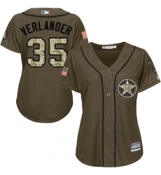 Women's Majestic Houston Astros #35 Justin Verlander Authentic Green Salute to Service MLB Jersey