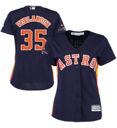 Women's Majestic Houston Astros #35 Justin Verlander Replica Navy Blue Alternate 2017 World Series Champions Cool Base MLB Jersey