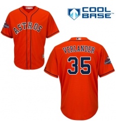 Youth Majestic Houston Astros #35 Justin Verlander Authentic Orange Alternate 2017 World Series Champions Cool Base MLB Jersey