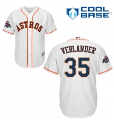 Youth Majestic Houston Astros #35 Justin Verlander Authentic White Home 2017 World Series Champions Cool Base MLB Jersey