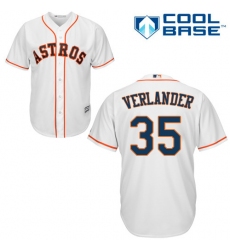 Youth Majestic Houston Astros #35 Justin Verlander Authentic White Home Cool Base MLB Jersey