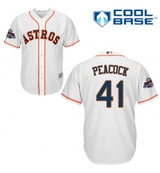 Men's Majestic Houston Astros #41 Brad Peacock Replica White Home 2017 World Series Champions Cool Base MLB Jersey