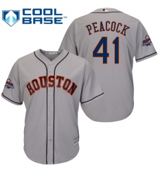 Youth Majestic Houston Astros #41 Brad Peacock Replica Grey Road 2017 World Series Champions Cool Base MLB Jersey