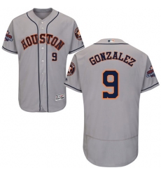 Men's Majestic Houston Astros #9 Marwin Gonzalez Authentic Grey Road 2017 World Series Champions Flex Base MLB Jersey